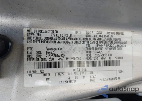 2012 Ford Focus Se z USA, uszkodzony, nr VIN 1FAHP3F22CL460598